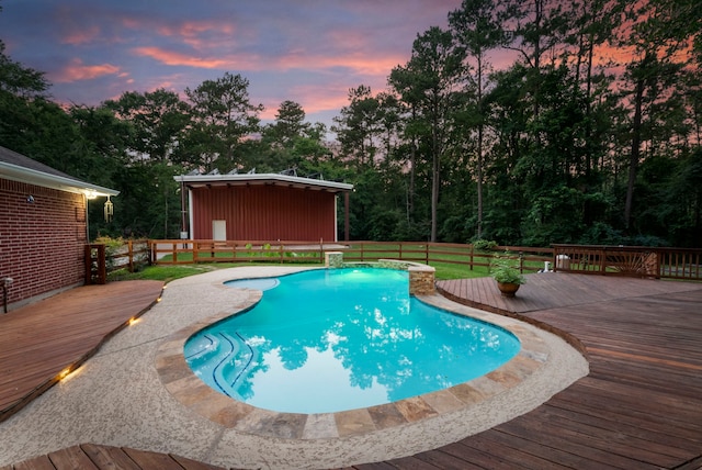 19906 Bayberry Creek Dr, Magnolia, TX 77355 - view of swimming pool featuring a wooden deck