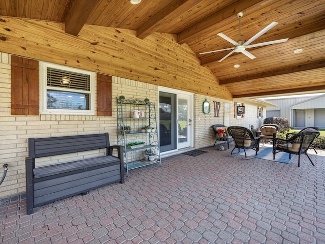 316 N Magnolia St, Highlands, TX 77562 - view of patio with an outdoor living space and a ceiling fan