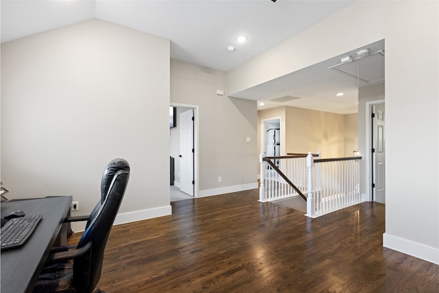 3804 Park Wood Dr, Corinth, TX 76208 - unfurnished office with attic access, wood finished floors, baseboards, and recessed lighting