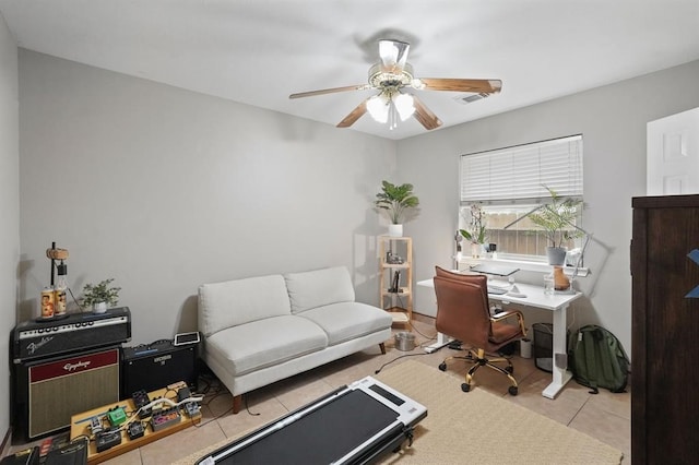 3522 Plymouth Pointe Ln, Missouri City, TX 77459 - tiled office with a ceiling fan