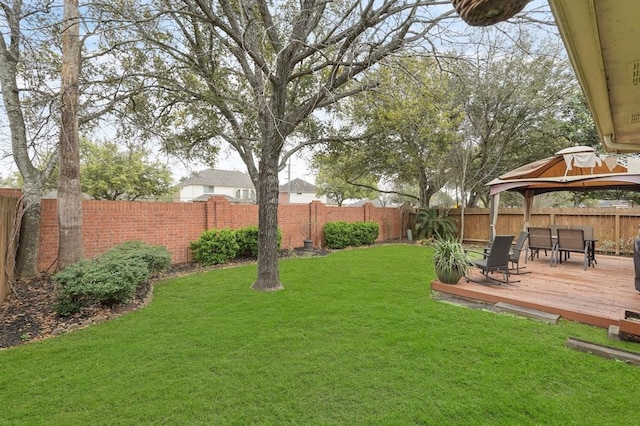 3522 Plymouth Pointe Ln, Missouri City, TX 77459 - view of yard with a gazebo, a wooden deck, and outdoor dining space