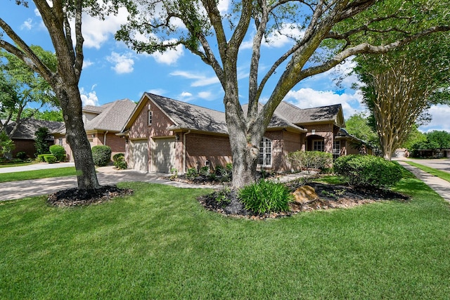13702 Senca Park Dr, Houston, TX 77077 - view of side of home featuring brick siding, an attached garage, driveway, and a yard