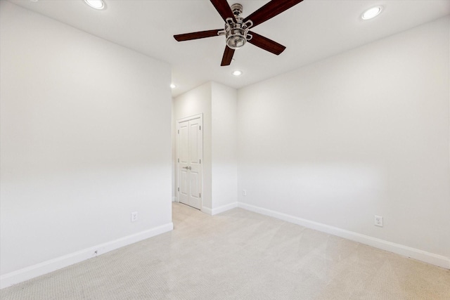 1505 Missouri St, Houston, TX 77006 - unfurnished room with recessed lighting, light colored carpet, ceiling fan, and baseboards