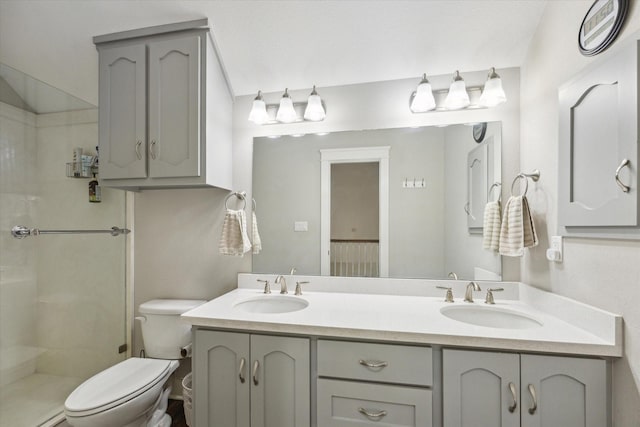 1170 Woody Ln, Sealy, TX 77474 - full bath with a stall shower, toilet, and double vanity