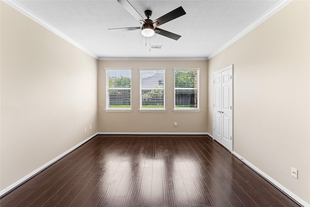 12314 Shore Lands Rd, Cypress, TX 77433 - empty room featuring wood finished floors, ceiling fan, ornamental molding, and baseboards