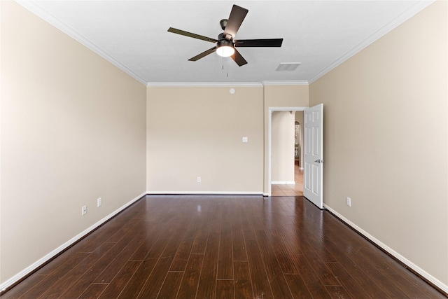 12314 Shore Lands Rd, Cypress, TX 77433 - spare room featuring a ceiling fan, crown molding, baseboards, and wood finished floors
