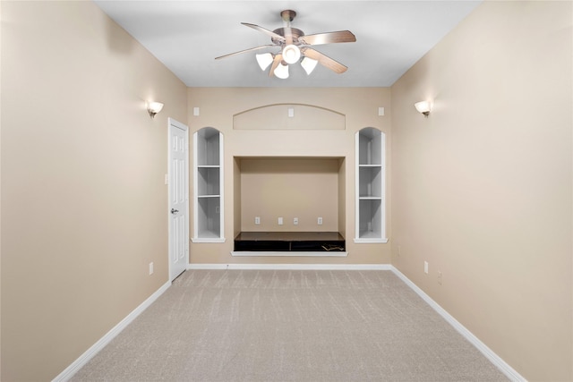 12314 Shore Lands Rd, Cypress, TX 77433 - unfurnished living room with ceiling fan, carpet floors, and baseboards