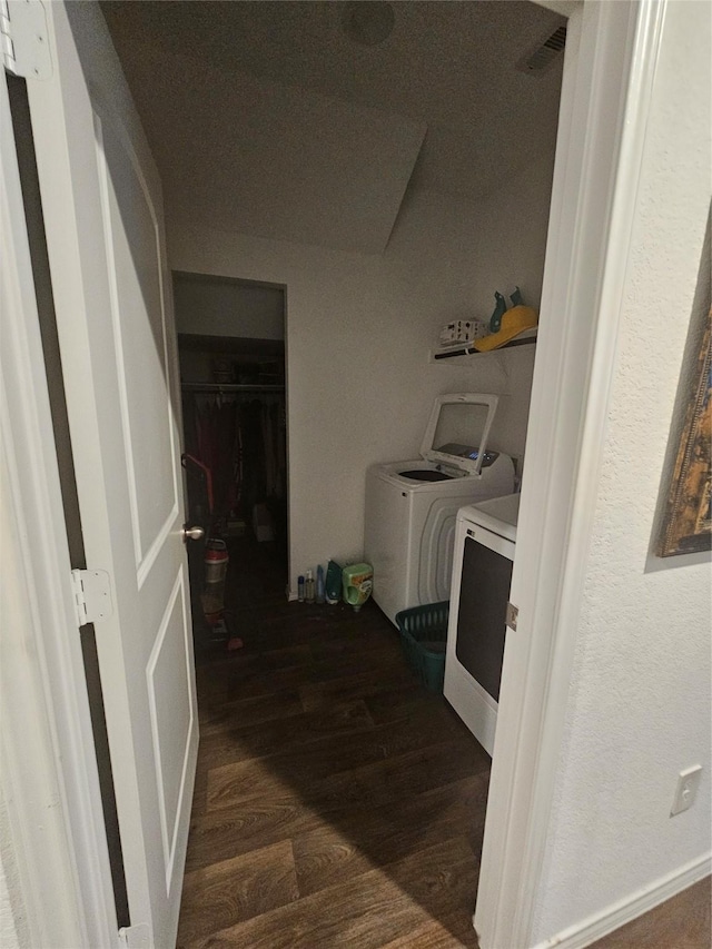 21303 Riverdew Dr, Katy, TX 77449 - laundry area with separate washer and dryer and wood finished floors