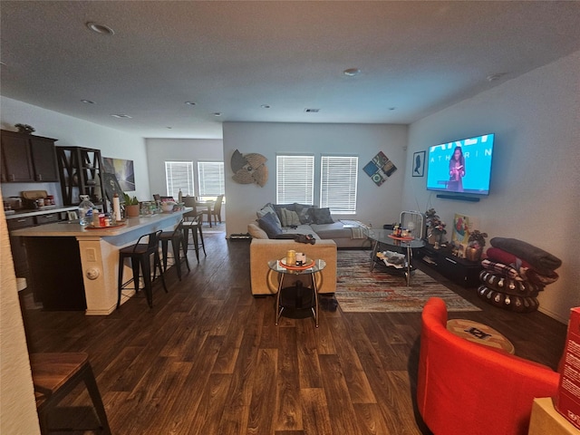 21303 Riverdew Dr, Katy, TX 77449 - living area with dark wood finished floors and recessed lighting