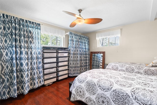 135 Sweetgum St, Trinity, TX 75862 - bedroom with wood finished floors, a textured ceiling, and ceiling fan