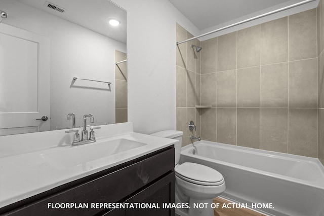 26132 Ethereal Rd, La Marque, TX 77568 - full bathroom with toilet, vanity, and bathing tub / shower combination