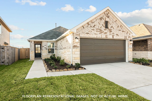 975 Oak Mist Ln, Magnolia, TX 77354 - view of front of house featuring an attached garage, roof with shingles, driveway, and brick siding