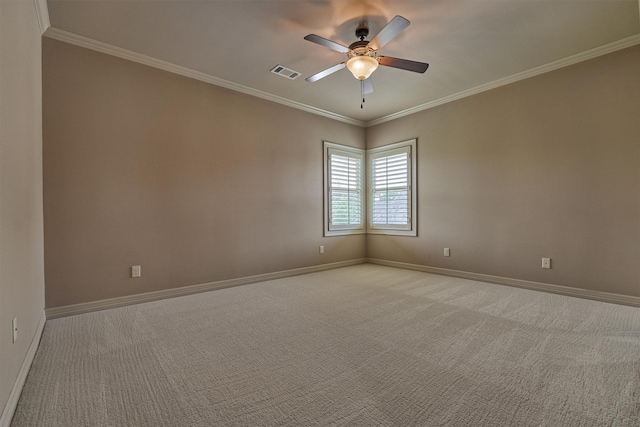 61 Parkgate, Shenandoah, TX 77381 - empty room with ceiling fan, ornamental molding, light colored carpet, and baseboards