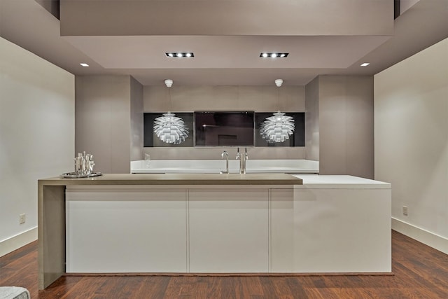 61 Parkgate, Shenandoah, TX 77381 - indoor wet bar with baseboards, dark wood-type flooring, and recessed lighting