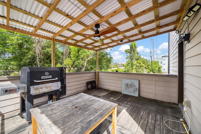 2805 Blodgett St Unit C, Houston, TX 77004 - wooden terrace with ceiling fan