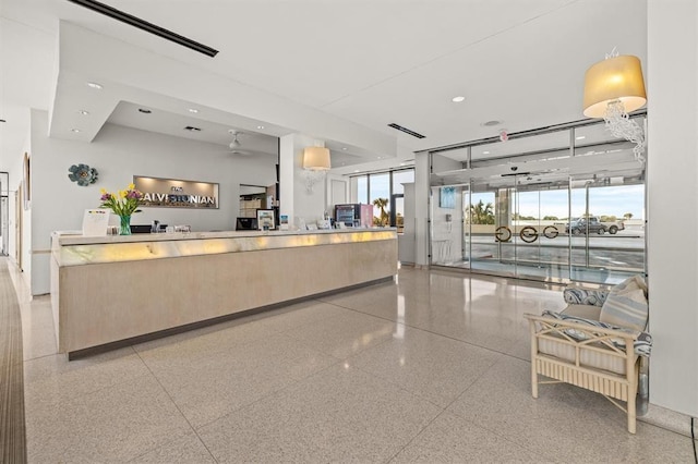 1401 E Beach Dr Unit 1205, Galveston, TX 77550 - reception area featuring a ceiling fan