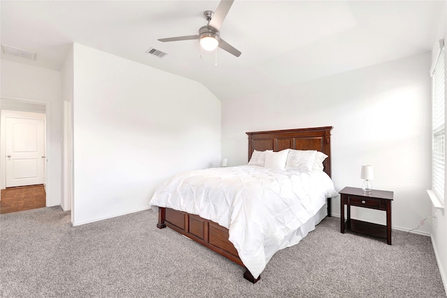 21614 Gusto Glen Ln, Katy, TX 77449 - carpeted bedroom featuring ceiling fan, lofted ceiling, and multiple windows