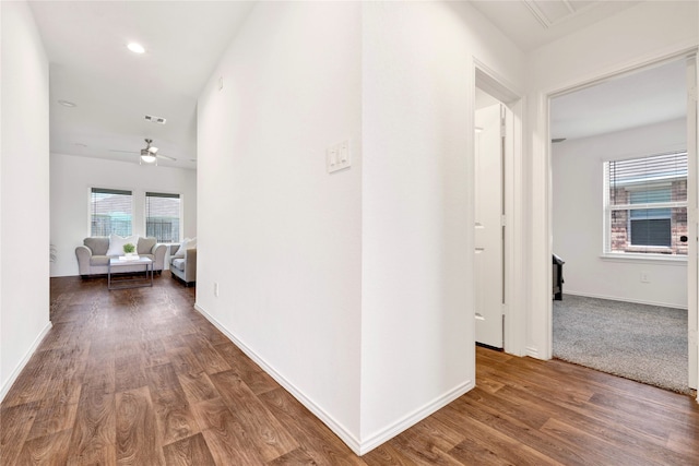 21614 Gusto Glen Ln, Katy, TX 77449 - hall with wood finished floors, baseboards, and recessed lighting