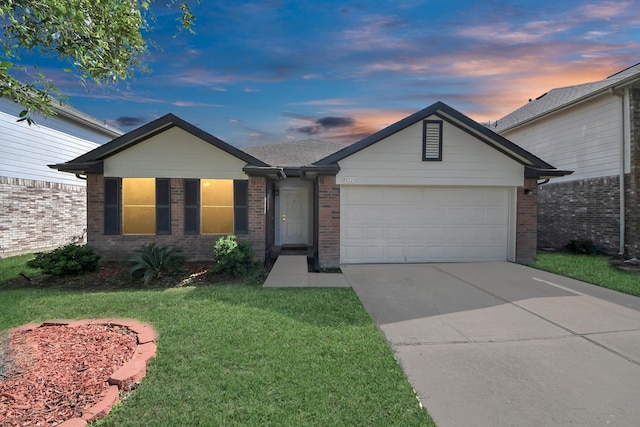 9223 Eaglewood Glen Trl, Houston, TX 77083 - ranch-style home featuring an attached garage, driveway, a front yard, and brick siding
