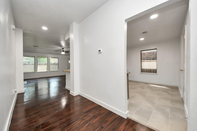 9223 Eaglewood Glen Trl, Houston, TX 77083 - corridor featuring baseboards, recessed lighting, and wood finished floors