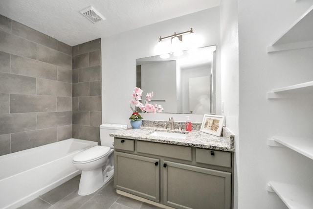 9223 Eaglewood Glen Trl, Houston, TX 77083 - full bathroom featuring tile patterned flooring, toilet, vanity, and bathtub / shower combination