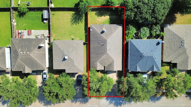 9223 Eaglewood Glen Trl, Houston, TX 77083 - aerial perspective of suburban area featuring property boundaries highlighted