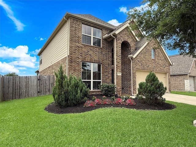 2804 Sable Creek Ln, Pearland, TX 77584 - traditional home with brick siding, a garage, concrete driveway, and roof with shingles