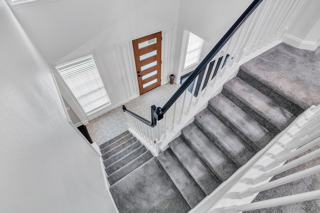 1118 Cheyenne Meadows Dr, Katy, TX 77450 - staircase with carpet floors