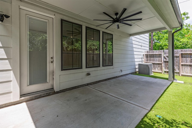 2305 Langston St, Houston, TX 77007 - view of patio / terrace with a ceiling fan and central air condition unit
