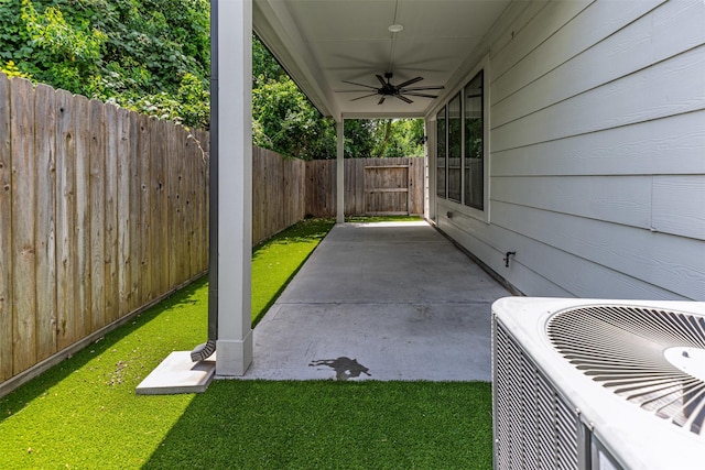 2305 Langston St, Houston, TX 77007 - view of patio featuring cooling unit and ceiling fan