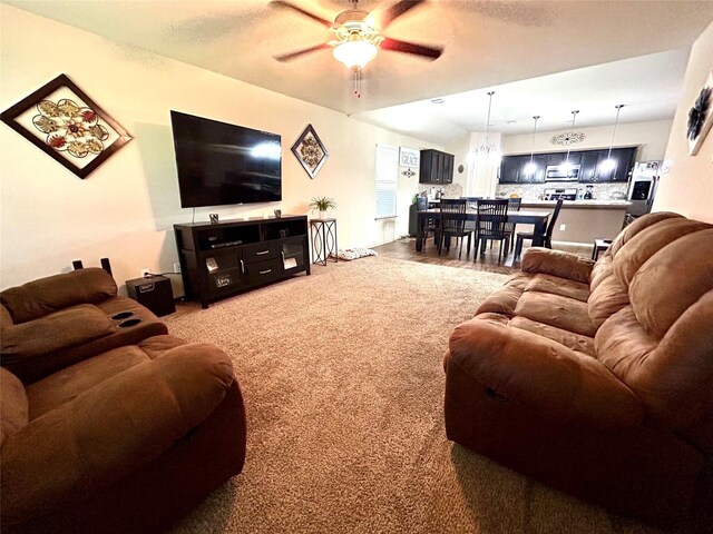 16410 Rodeo River Rd, Houston, TX 77049 - carpeted living area with ceiling fan