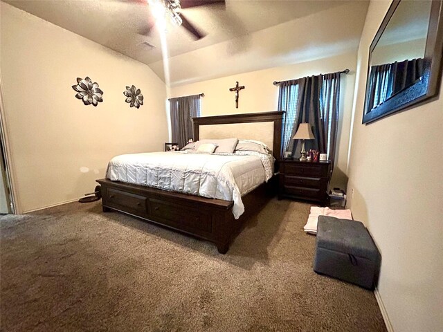 16410 Rodeo River Rd, Houston, TX 77049 - carpeted bedroom featuring lofted ceiling and a ceiling fan