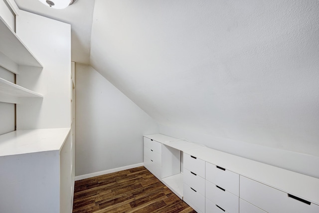 1316 Harvard St, Houston, TX 77008 - unfurnished office with dark wood finished floors, vaulted ceiling, and baseboards