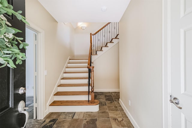 701 Asbury St, Houston, TX 77007 - stairway with stone finish floors and baseboards