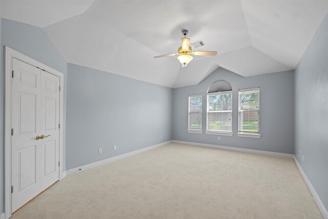 16503 Torry View Ter, Houston, TX 77095 - unfurnished bedroom with lofted ceiling, carpet flooring, ceiling fan, and baseboards