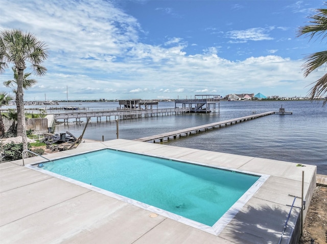 8111 Broadway St Unit 7, Galveston, TX 77554 - swimming pool featuring a boat dock and a water view