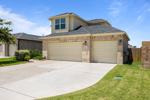 10902 Webber Ln, Texas City, TX 77591 - view of front facade with driveway, brick siding, and a shingled roof