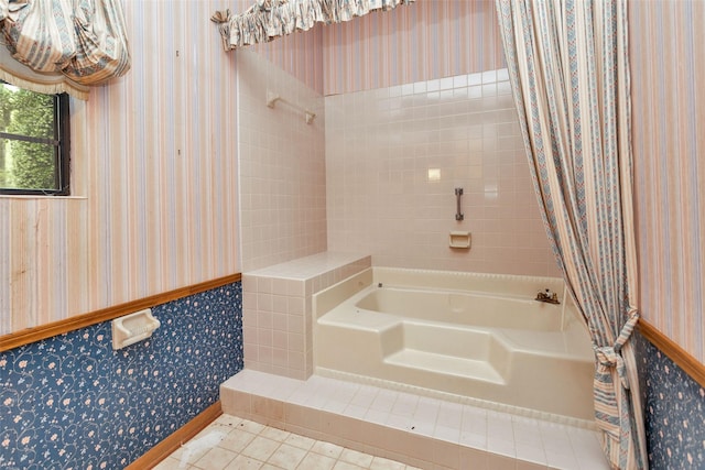 24614 Spruce, Huntsville, TX 77320 - full bathroom featuring wallpapered walls and tile patterned flooring