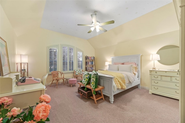 11310 Stonecreek Bend Ln, Cypress, TX 77433 - bedroom featuring carpet, vaulted ceiling, and a ceiling fan