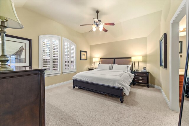 11310 Stonecreek Bend Ln, Cypress, TX 77433 - bedroom with lofted ceiling, carpet flooring, baseboards, and ceiling fan