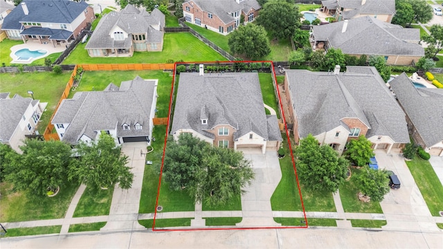11310 Stonecreek Bend Ln, Cypress, TX 77433 - aerial view of residential area featuring property parcel outlined and a pool area