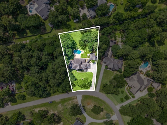 14742 Timbergreen Dr, Magnolia, TX 77355 - aerial overview of property's location with a pool area and property boundaries highlighted