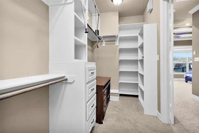 253 Capetown, Montgomery, TX 77356 - walk in closet featuring light carpet and a ceiling fan