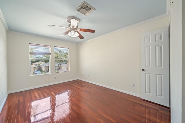 20151 Pioneer Ridge Dr, Cypress, TX 77433 - unfurnished room featuring ornamental molding, ceiling fan, baseboards, and wood finished floors