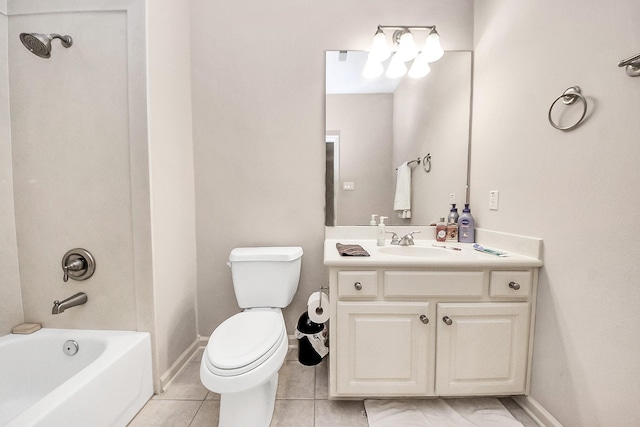 5701 Sugar Hill Dr, Houston, TX 77057 - bathroom featuring toilet, vanity, tile patterned floors, baseboards, and tub / shower combination