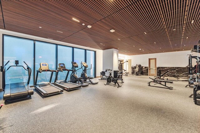1711 Allen Pkwy Unit 2702, Houston, TX 77019 - gym featuring a wall of windows