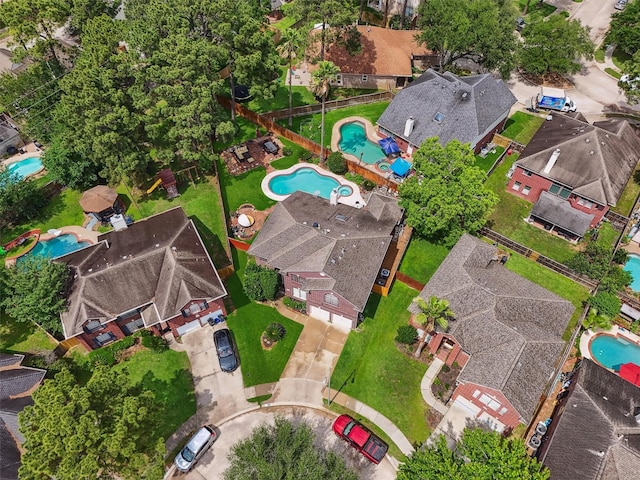 17150 Mountain Crest Dr, Spring, TX 77379 - aerial view of property and surrounding area with a pool and nearby suburban area