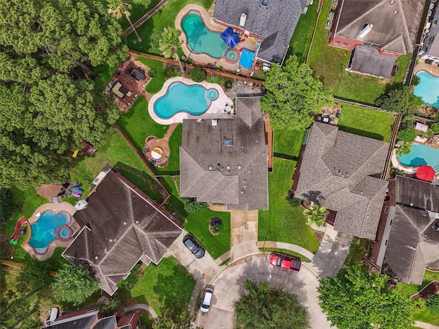 17150 Mountain Crest Dr, Spring, TX 77379 - aerial view of property and surrounding area with a pool