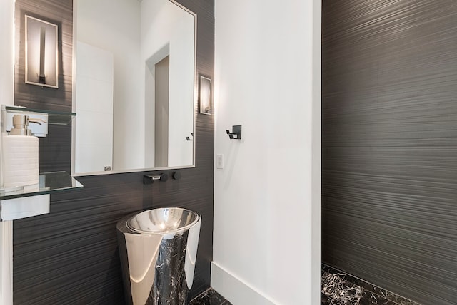3214 W Benders Landing Blvd, Spring, TX 77386 - bathroom with marble finish floors and baseboards