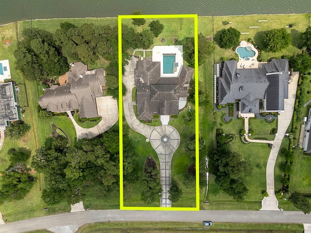 3214 W Benders Landing Blvd, Spring, TX 77386 - aerial view of property and surrounding area with property boundaries highlighted and a pool area